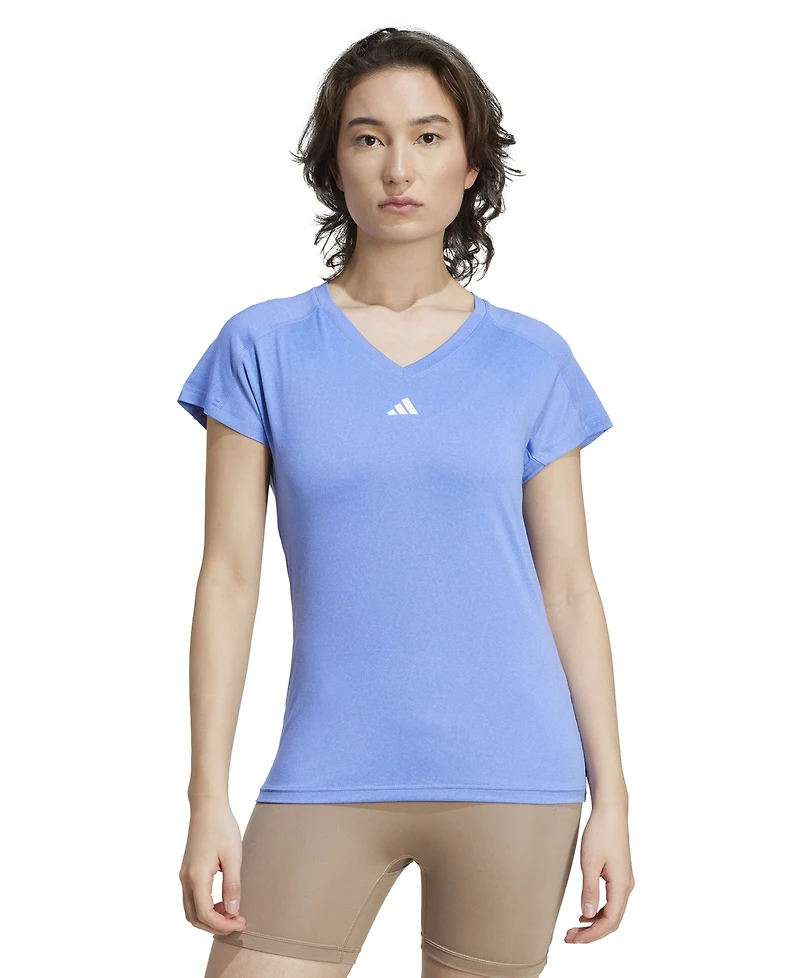 adidas Women's Training Moisture-Wicking Logo V-Neck T-shirt
