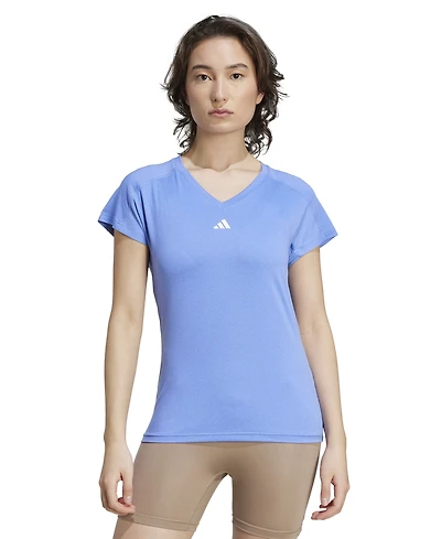 adidas Women's Training Moisture-Wicking Logo V-Neck T-shirt