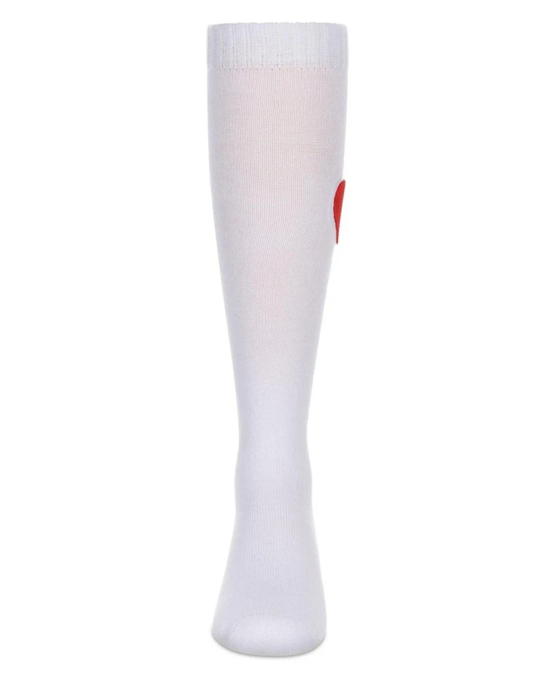 Memoi Big Girls Fuzzy Heart Knee High Socks