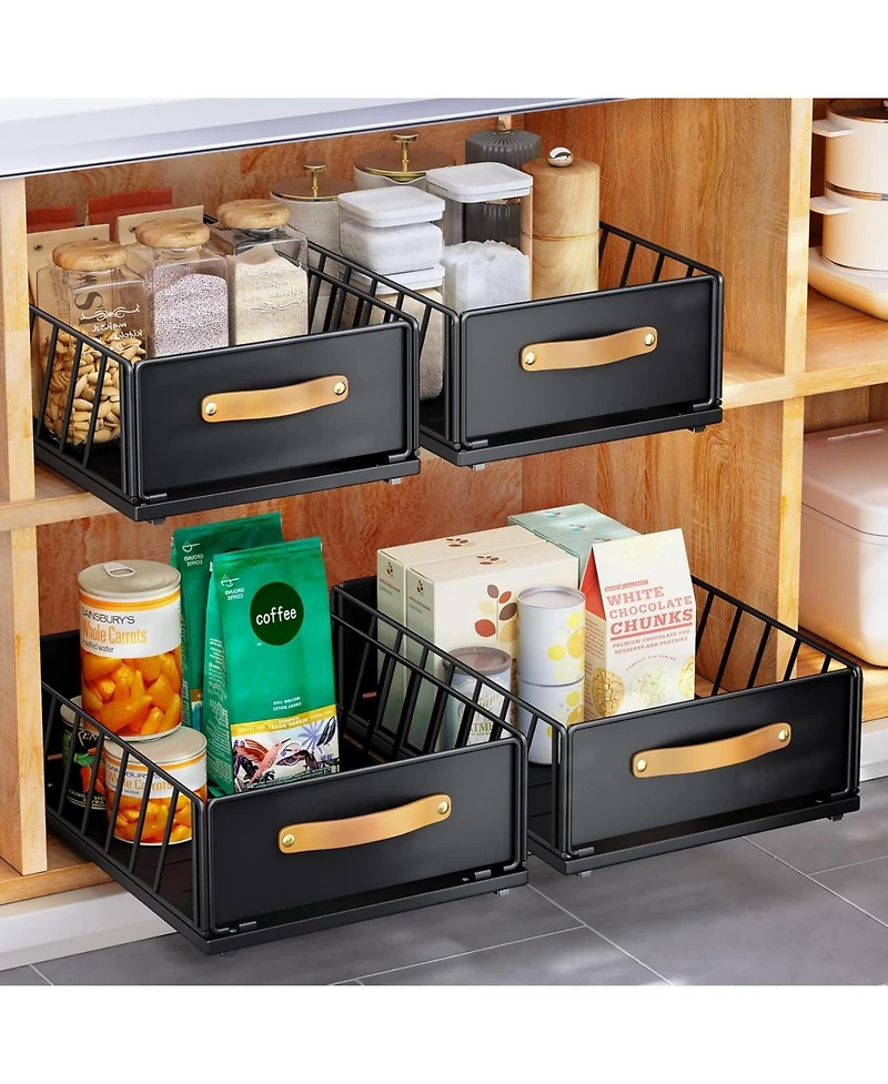 1PC Pull out Cabinet Organizer Fixed with Adhesive Nano Film+1PC Pull out Cabinet Organizer Bundle