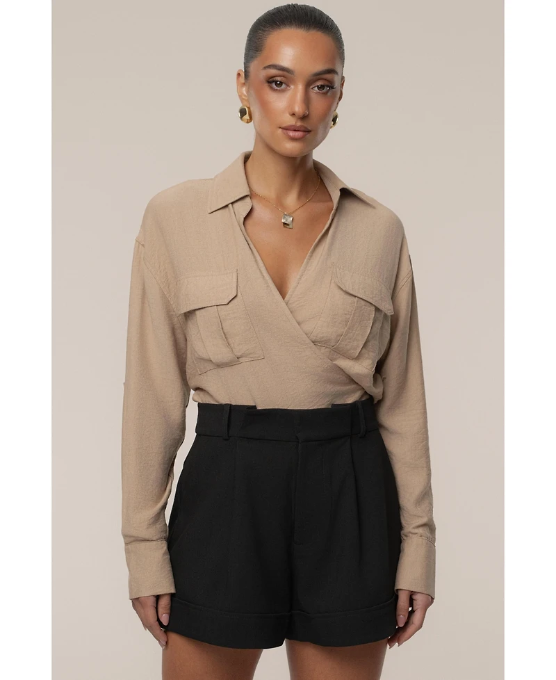 Jluxlabel Women's Drift Collared Cargo Top