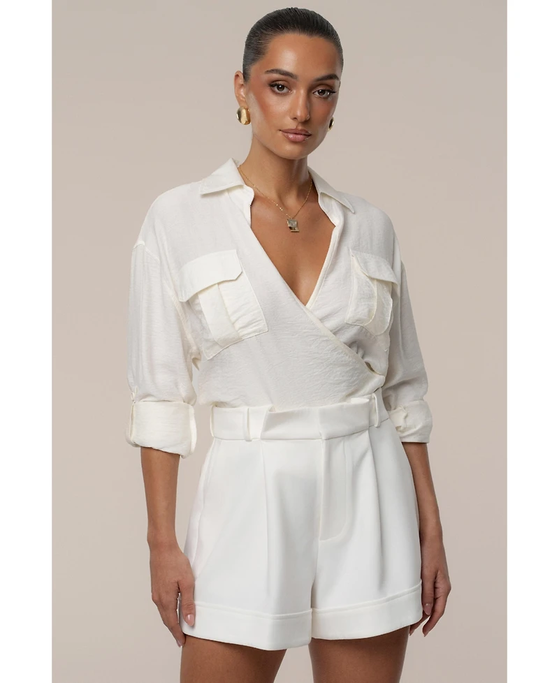 Jluxlabel Women's Drift Collared Cargo Top