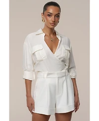 Jluxlabel Women's Drift Collared Cargo Top