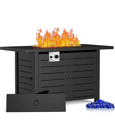 Cowsar 43 Inch Propane Fire Pit Csa-Listed Outdoor Fire Table, 50,000 Btu Firepit Table with Lid and Lava Rock