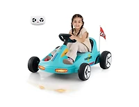 12V Electric Go-Kart for Kids Race Toy with Remote Control and Music - Blue