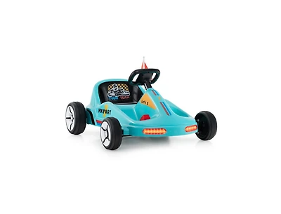 12V Electric Go-Kart for Kids Race Toy with Remote Control and Music - Blue