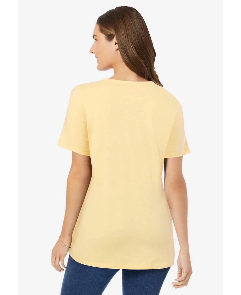 Woman Within Plus Perfect Short-Sleeve V-Neck Tee