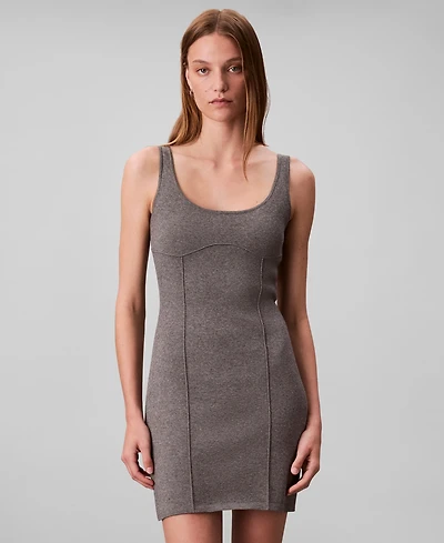 Calvin Klein Women's Half Milano Tech Knit Slim Mini Dress
