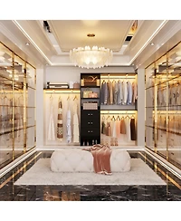 8FT Walk Closet Organizer with 3 Shelving Towers, Heavy Duty Clothes Rack Drawers