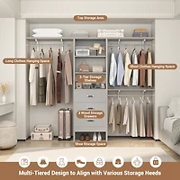 8FT Walk In Closet Organizer with 3 Shelving Towers, Heavy Duty Clothes Rack with 3 Drawers