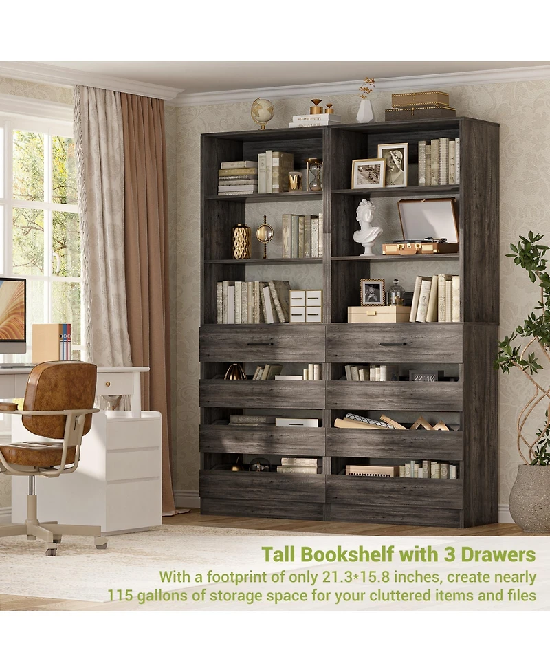 21.3'' Freestanding Closet Organizer System with 4 Drawers and Shelves
