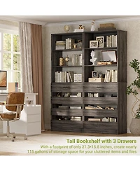 21.3'' Freestanding Closet Organizer System with 4 Drawers and Shelves