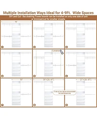 Aheaplus 96 inches Closet Organizer System with 4 Reversible Shelves and 4 Wood Drawers, Wardrobe Clothes Rack with 4 Hanging Rods
