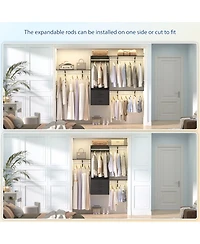 96 Inch Wall Mounted Closet Organizer System with 3 Shelves and Rods, Rack 2 Drawers