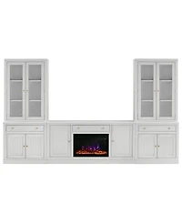 Furniture Amren 65" Wood 2 Door Console with 2 Door Hutches and 2 Door Bases with Drawers and Fireplace Insert