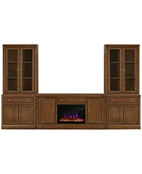 Furniture Amren 65" Wood 2 Door Console and Hutches with Bases Drawers Fireplace Insert