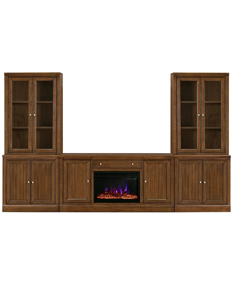 Furniture Amren 65" Wood 2 Door Console with Hutches and Bases Fireplace Insert