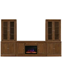 Furniture Amren 65" Wood 2 Door Console with Hutches and Bases Fireplace Insert