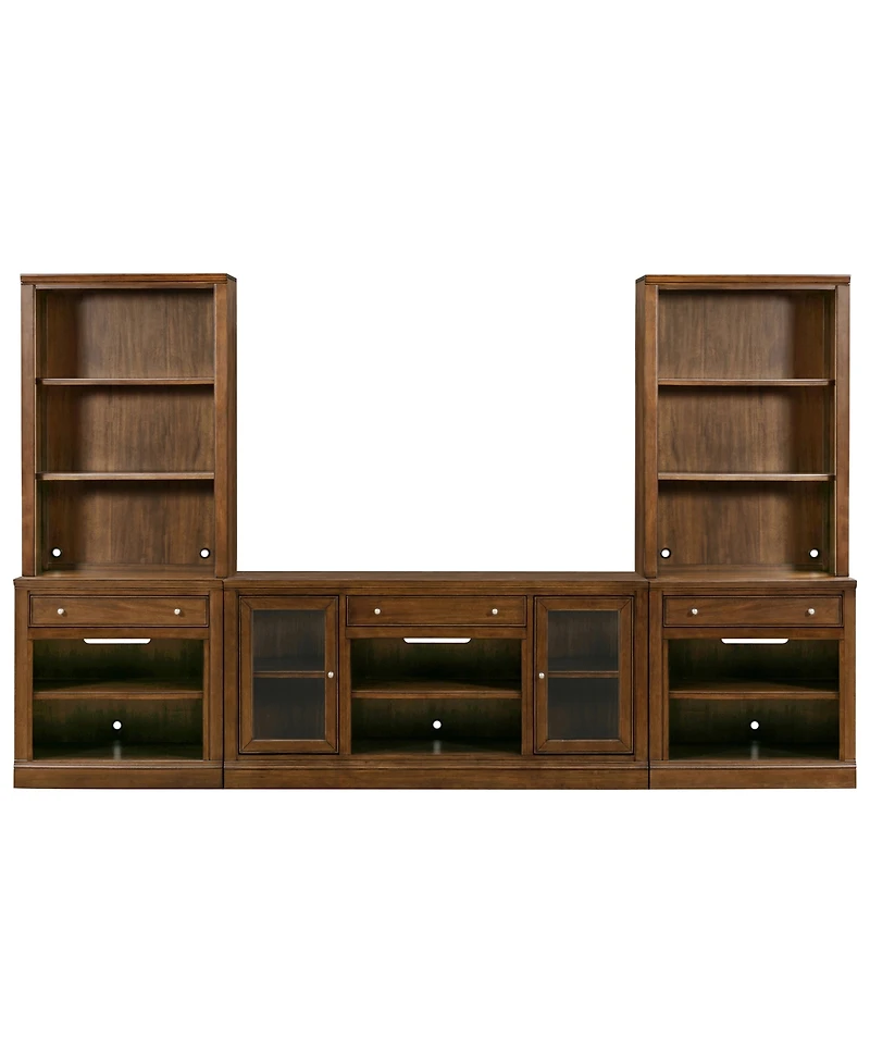 Furniture Amren 65" Wood 2 Door Console with Open Hutches and Bases