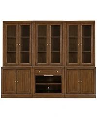 Furniture Amren 78" Wood 3 Stacked 2 Door Hutches with Base and Open Drawer
