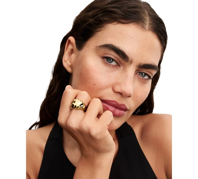Pandora Rippled 14K Gold Plated Statement Ring