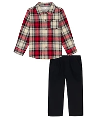 Calvin Klein Boys 2T-7 2-Piece Woven Shirt and Pants Set