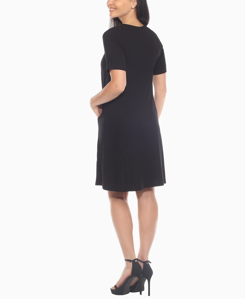 White Mark Women's Crisscross Neckline Maternity Dress