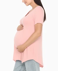 White Mark Women's Shirred Maternity Top
