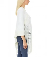 White Mark Women's Cable Knit Poncho Sweater
