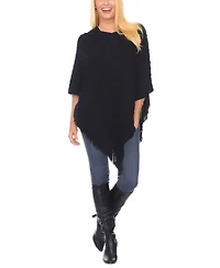 White Mark Women's Lightweight Textured Knit Poncho Sweater