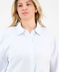 Anne Klein Plus Striped Button-Front Shirt