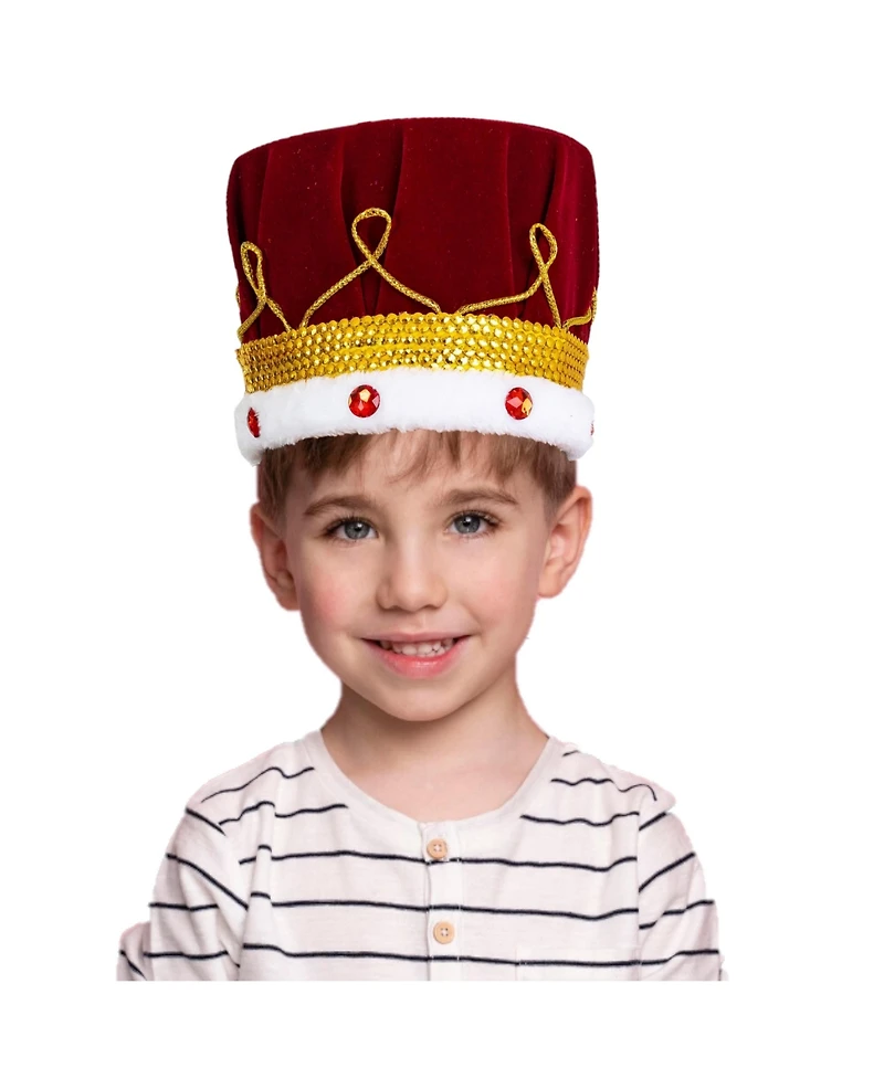 Dress Up America Red Velvet King Crown for Kids