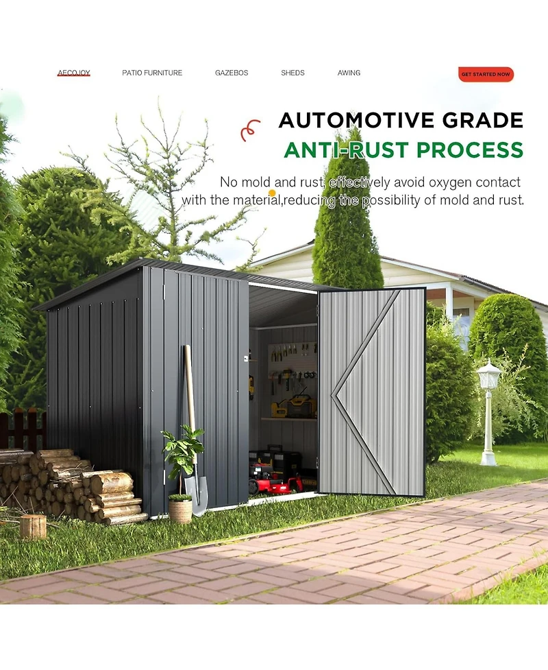 Aecojoy 7'x3' Outdoor Horizontal Bike Storage Shed
