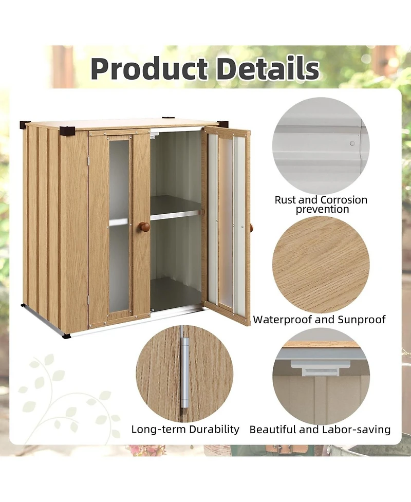 Aecojoy Small Outdoor Storage Cabinet Waterproof with Shelves, Vertical Garden Storage Sheds