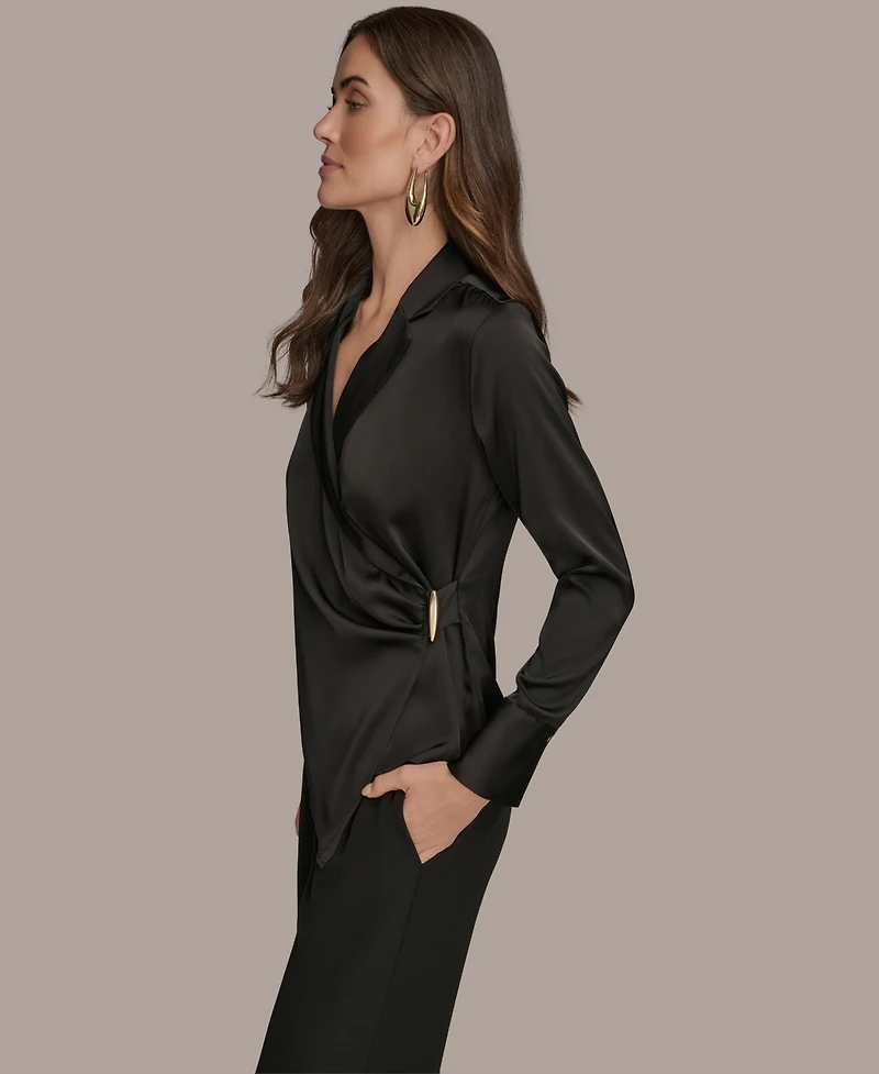 Donna Karan New York Women's Long-Sleeve Collared Blouse