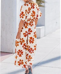 Cupshe Women's V-Neck Botton Down Wide Leg Jumpsuit