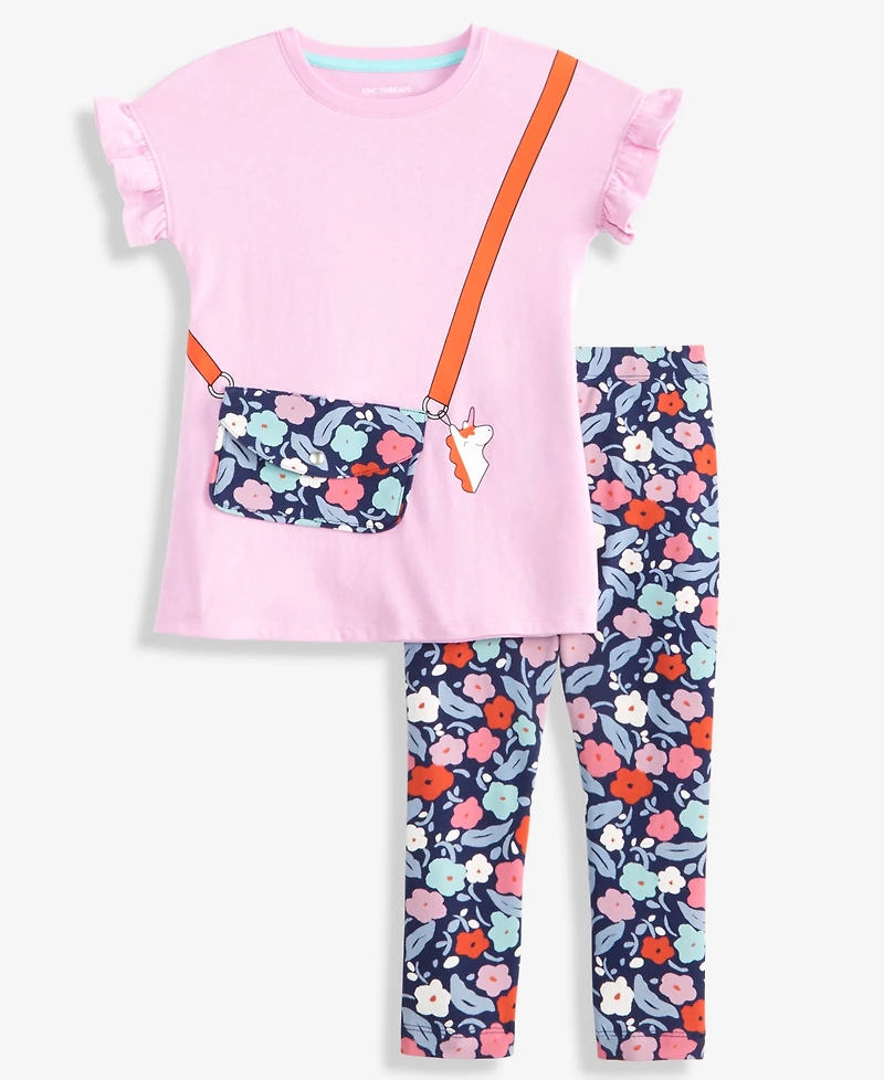 Epic Threads Girls Toddler 2T-4T 2-Piece T-Shirt and Leggings Set