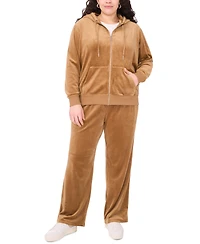 Vince Camuto Plus Velour Zip-Front Hoodie Jacket