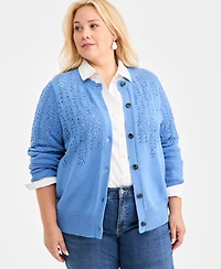 Style & Co Plus Size Pointelle Cardigan Sweater, Macy's Exclusive