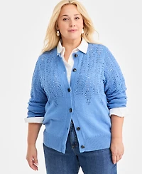 Style & Co Plus Size Pointelle Cardigan Sweater, Macy's Exclusive
