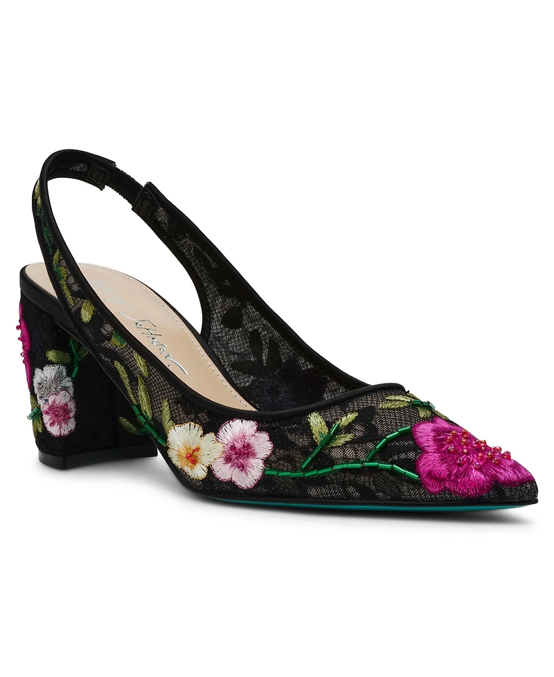 Betsey Johnson Women's Lira Mesh Embroidered Pumps