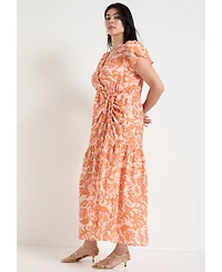 June + Vie Women's Faux-Wrap Maxi Dress