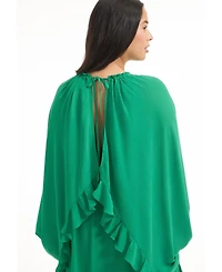 June + Vie Women's Plus Ruffled Chiffon Cape Maxi Dress