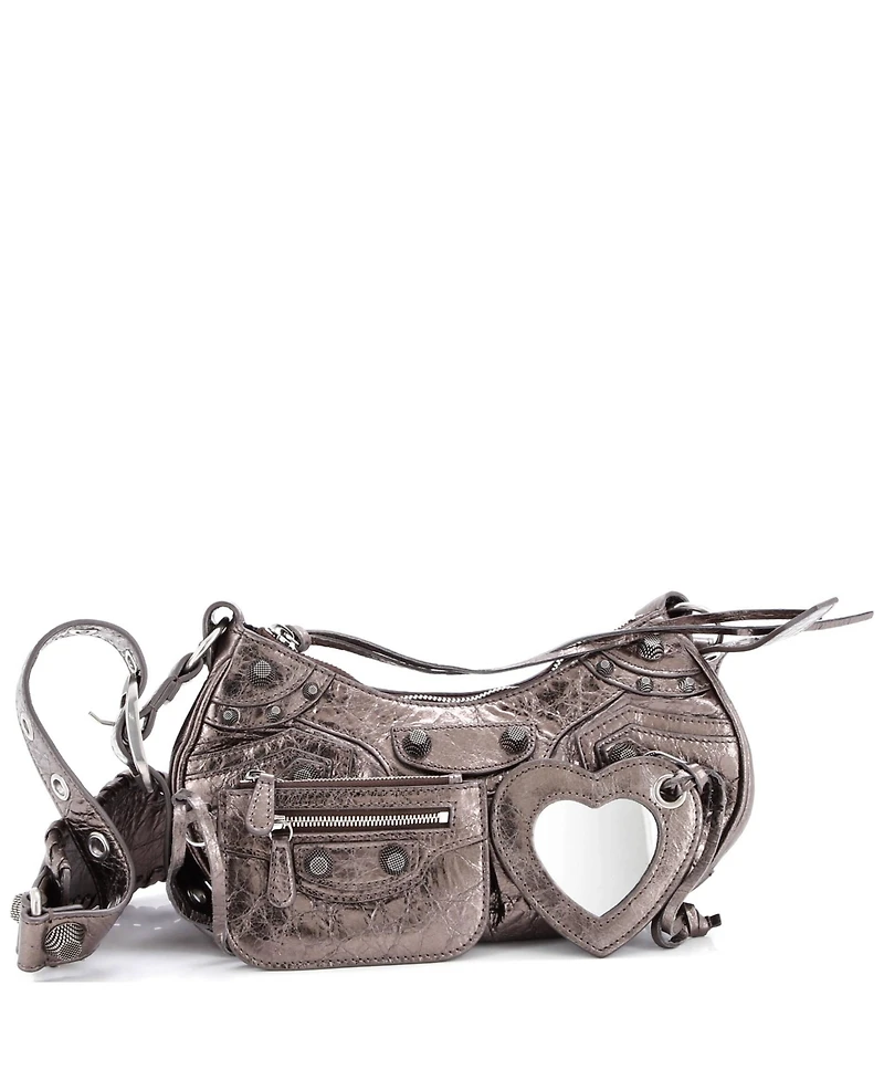 Pre-Owned Balenciaga Xs Le Cagole Giant Studs Shoulder Bag Patent