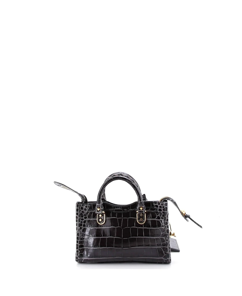 Pre-Owned Balenciaga Mini City Classic Metallic Edge Bag Embossed Leather