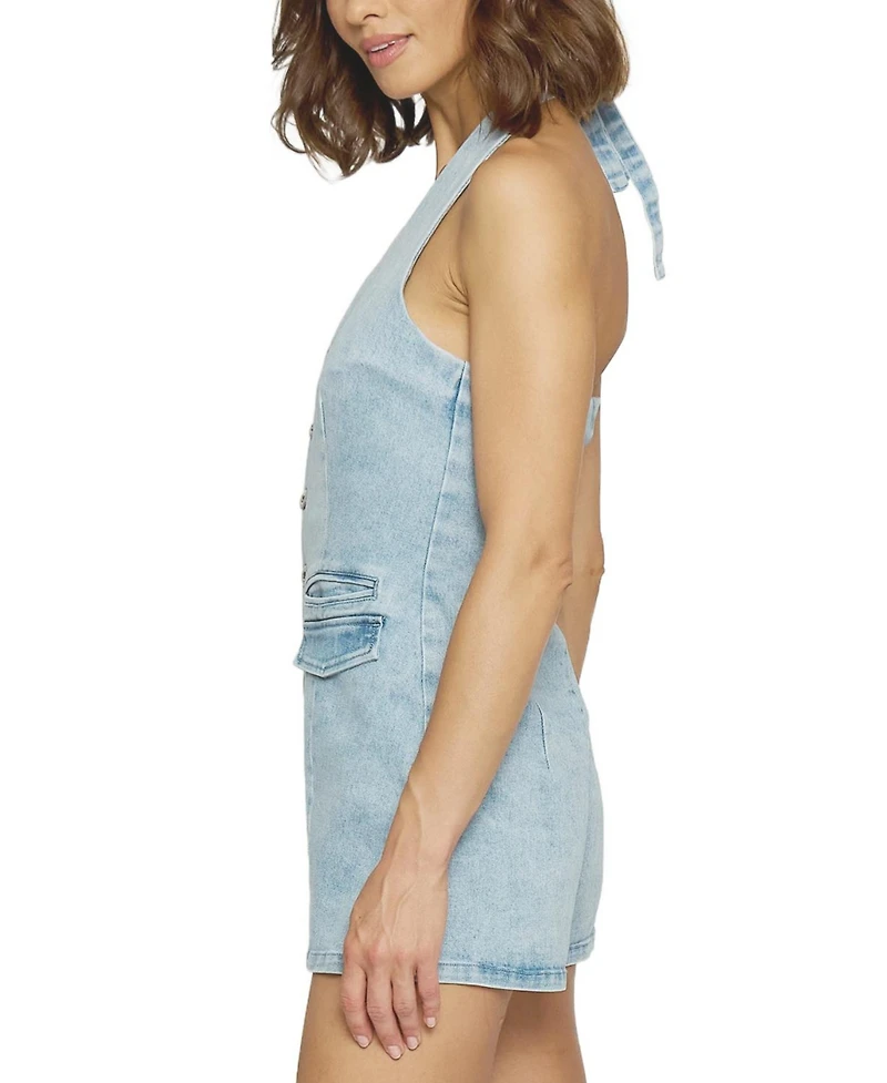 Central Park West Women's Denim Suiting Romper