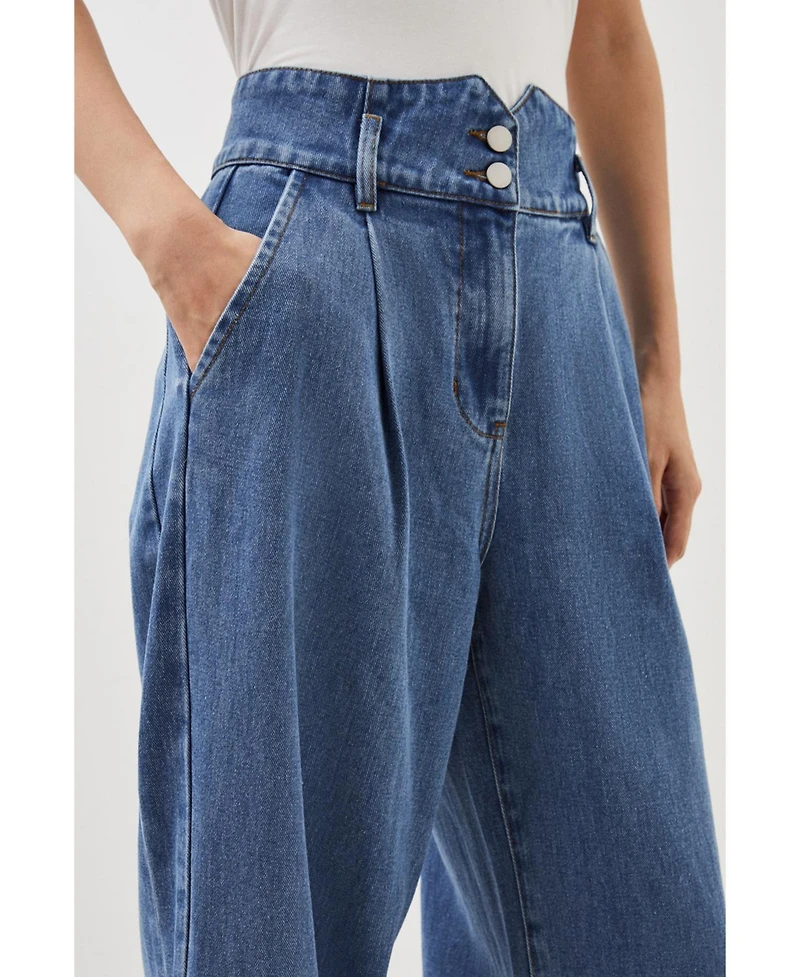 Karen Millen Petite Denim Wide Leg Pants