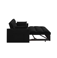 Modern Velvet Loveseat Sofa Bed with Storage & Pull-Out Bed, Compact Sleeper Couch Adjustable Recline-Maison Boucle