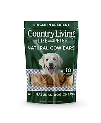 Country Living Natural Cow Ears Dog Chews – 10 Count Bag – All-Natural, Single-Ingredient, Long-Lasting Dog Chews – High-Protein, Low-Fat, Rawhide-Fre