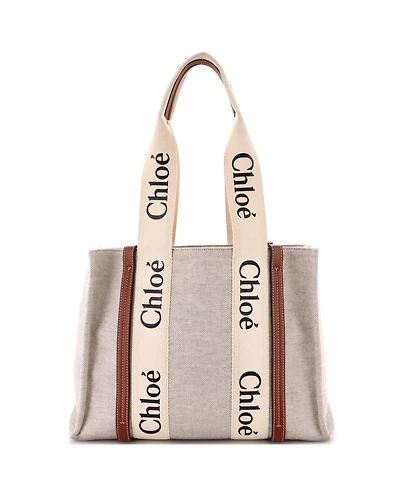 Pre-Owned Chloe Medium Woody Tote Canvas with Leather